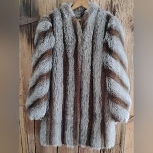 Vintage Outerlayers Faux Fur Coat Mid-Length Sz Large Fully Lined Pockets